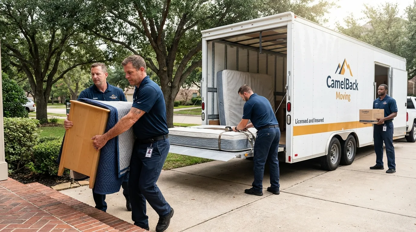 Crew loading residential truck for cross-state move from Gower, MO
